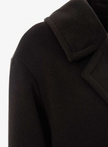 Cappotto marrone doppio petto in pura lana con maxi rever