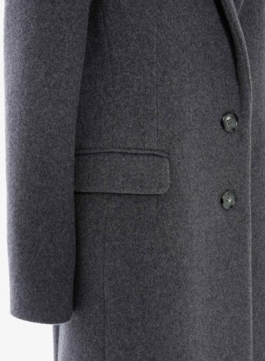 Maxi grey wool coat with masculine cut