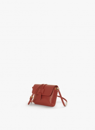 Terracotta colour genuine leather mini shoulder bag