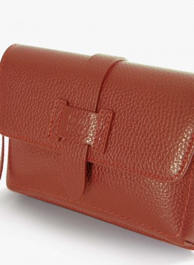 Mini borsa a tracolla in pelle color terracotta