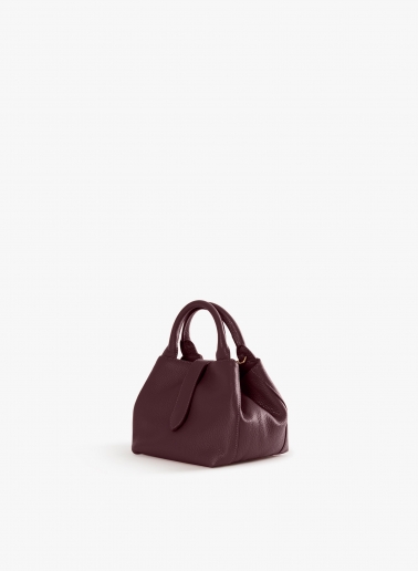 Mini borsa a mano con tracolla in pelle bordeaux