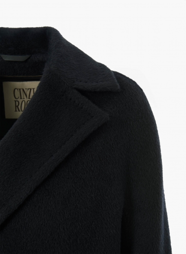 Blue double breasted coat in alpaca and wool