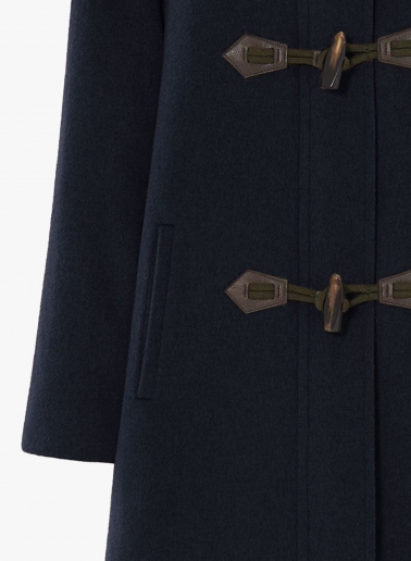 Blue pure wool parka with buckles