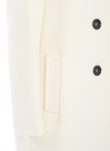 Cappotto bianco in pura lana con collo a camicia