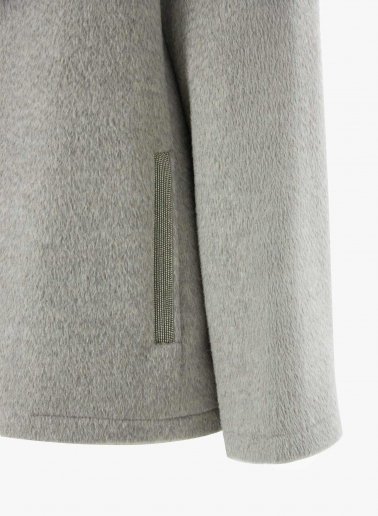 Cappotto corto grigio in alpaca e lana con dettagli in lurex