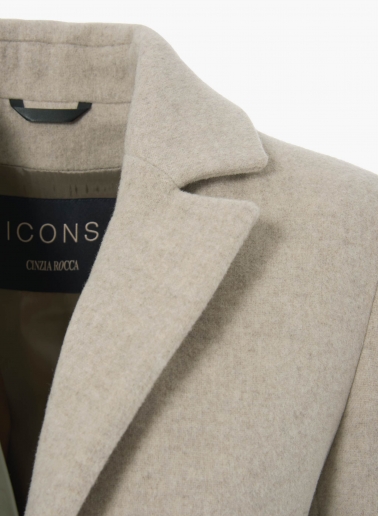 Maxi beige wool coat with masculine cut