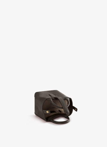 Brown genuine leather mini handbag with strap