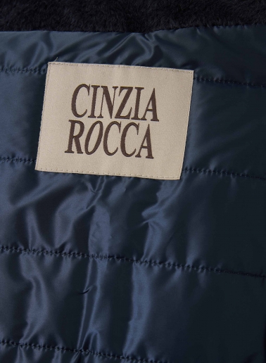 Parka blu in alpaca e lana