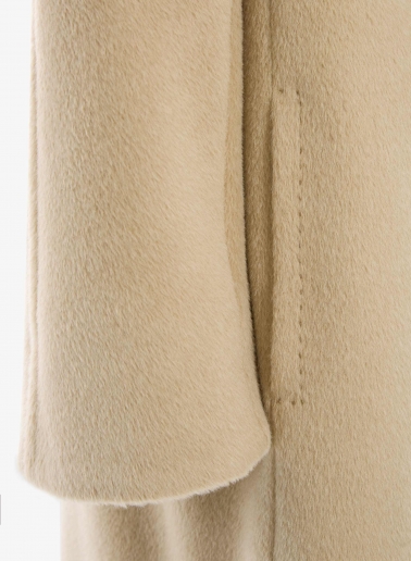 Camel double breasted coat in alpaca and wool