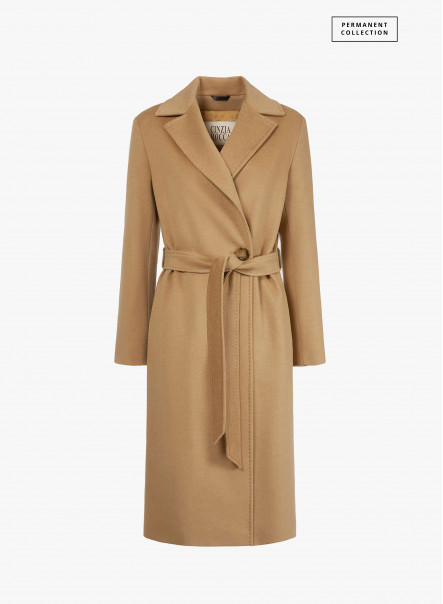 Cappotto a vestaglia cammello con cintura in lana | Cinzia Rocca