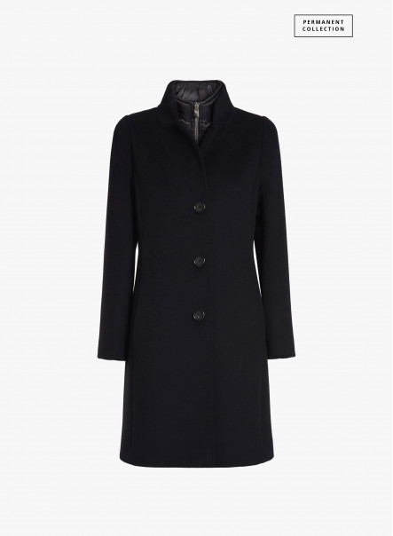 Cappotto in lana nero con pettorina in nylon | Cinzia Rocca
