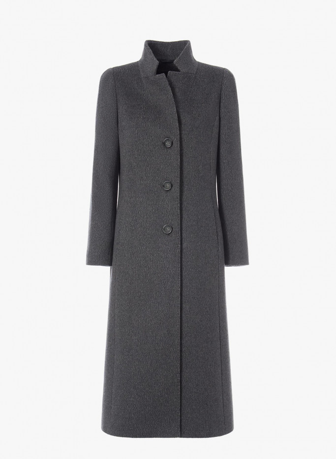 Long grey pure cashmere coat with notch collar | Cinzia Rocca