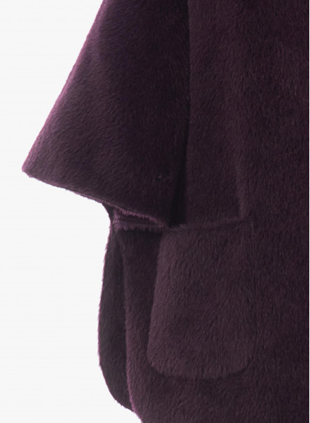 Cappa viola in alpaca e lana con tasche applicate