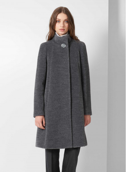 Cappotto svasato grigio in lana e alpaca