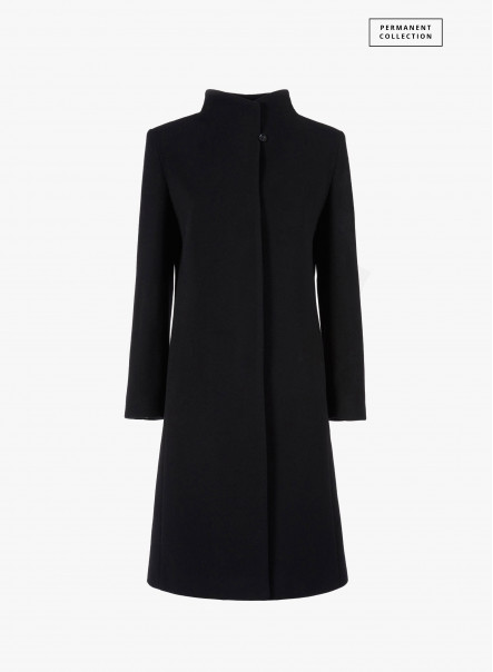 Cappotto nero in lana e cashmere con collo alto