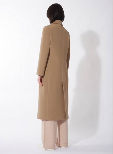 Cappotto lungo cammello chiaro in lana e cashmere