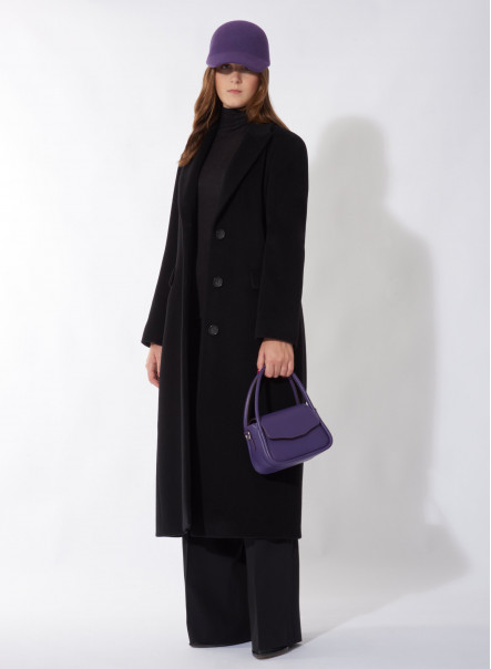 Cappotto lungo nero in lana e cashmere