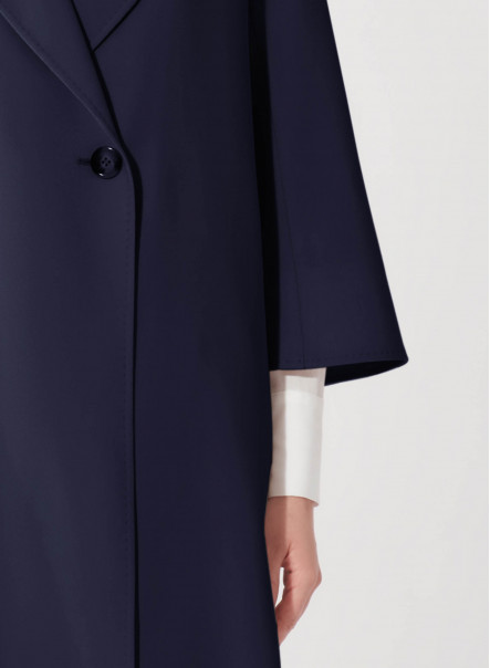 Cappotto un petto e mezzo blu in lana comfort