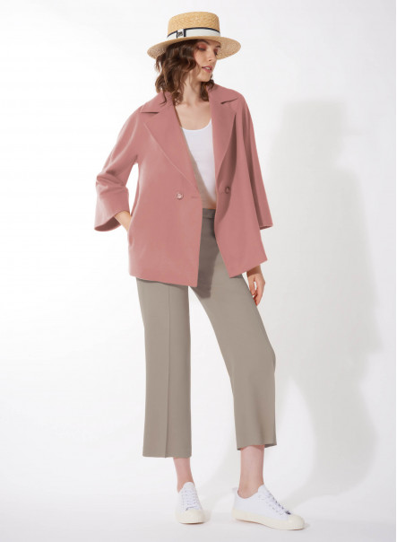 Giacca doppiopetto rosa in cashmere e lana