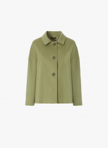 Giacca verde in cashmere e lana con collo a camicia | Cinzia Rocca