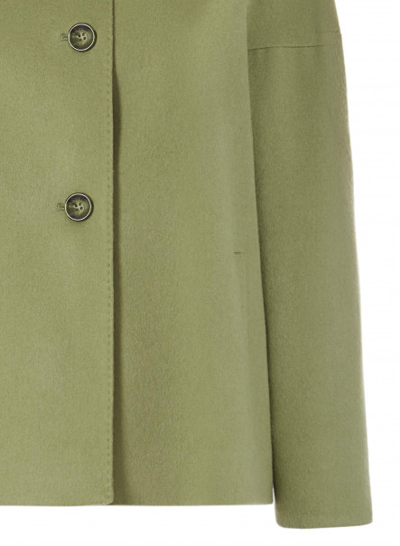 Giacca verde in cashmere e lana con collo a camicia
