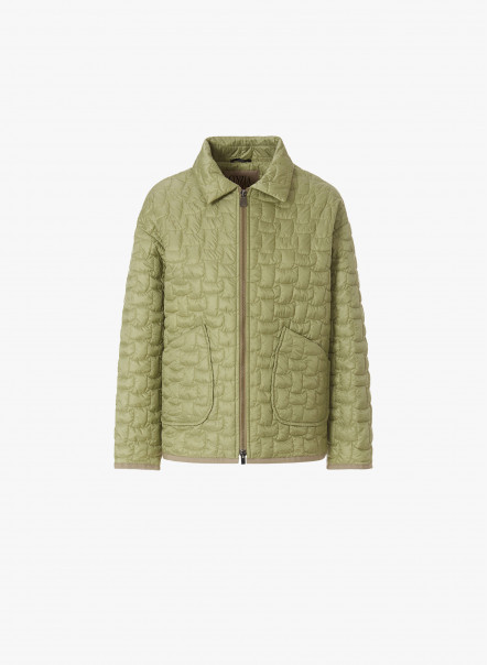 Giacca imbottita verde con collo a camicia