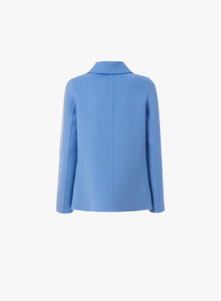 Giacca azzurra in lana double con collo a camicia