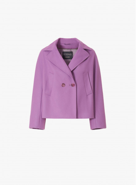 Short lilac color wool jacket with notch collar