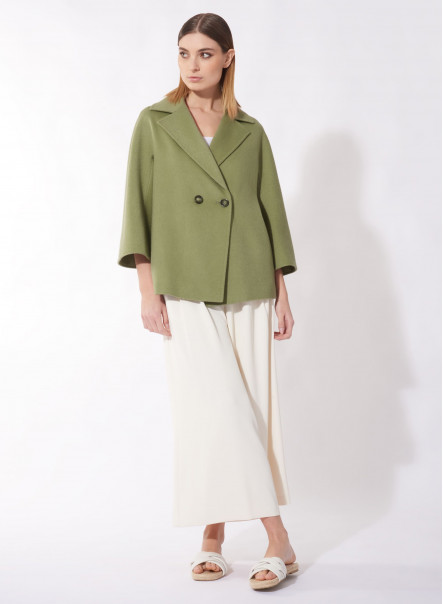 Giacca doppiopetto verde in cashmere e lana