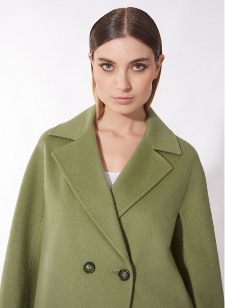 Giacca doppiopetto verde in cashmere e lana