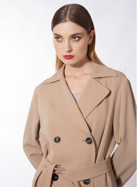 Trench beige in lana certificata