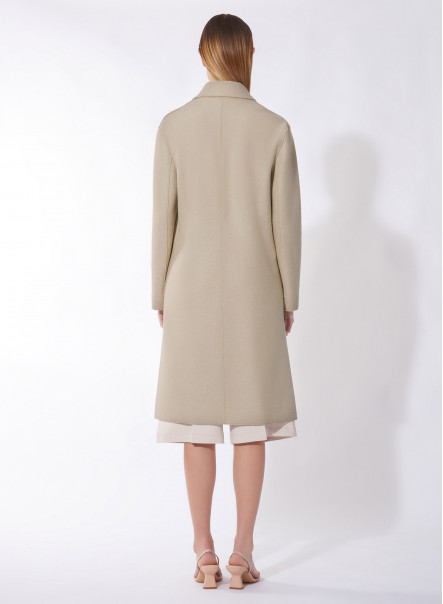 Three botton beige boiled wool overcoat