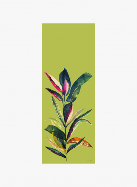 Foulard in twill di seta con pianta stilizzata verde