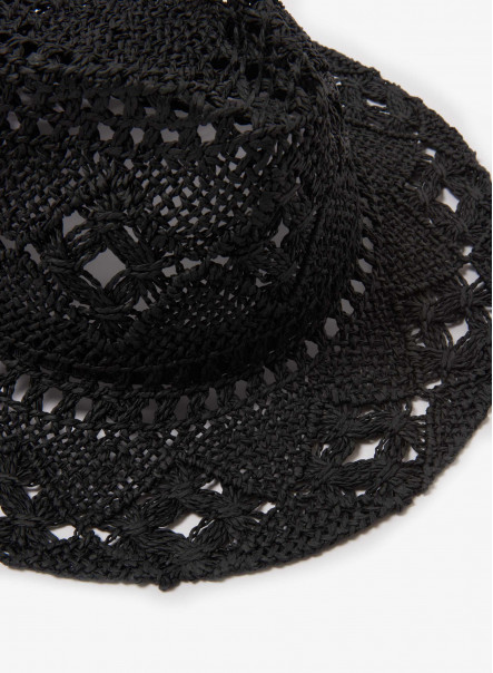 Classic black openwork hat