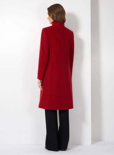 Cappotto rosso in lana e cashmere con collo alto