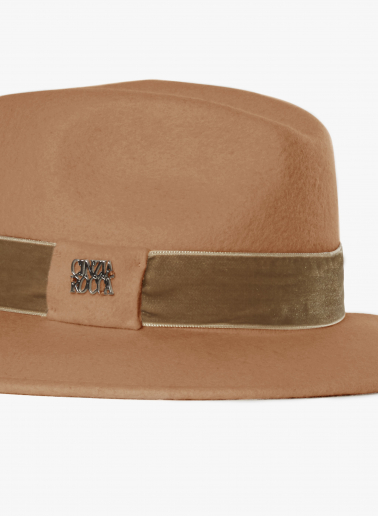 Cappello fedora cammello in feltro di lana