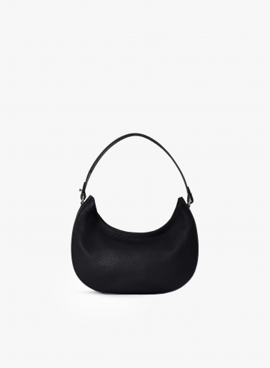 Borsa a mezzaluna in pelle nera