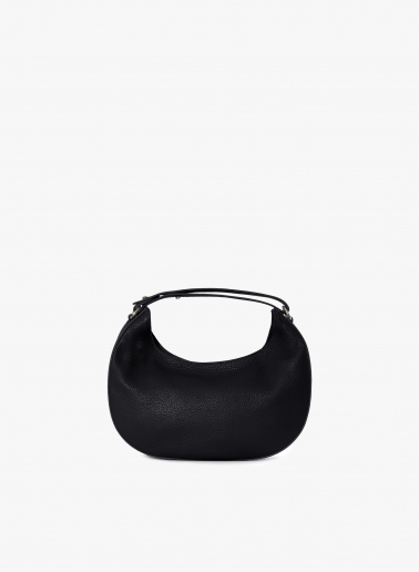 Half moon black genuine leather bag
