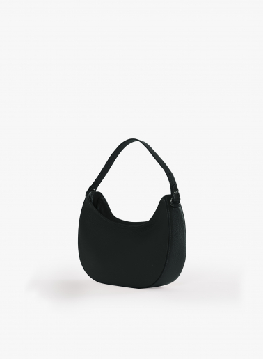 Half moon black genuine leather bag