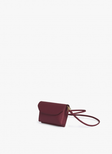 Burgundy genuine leather phone bag