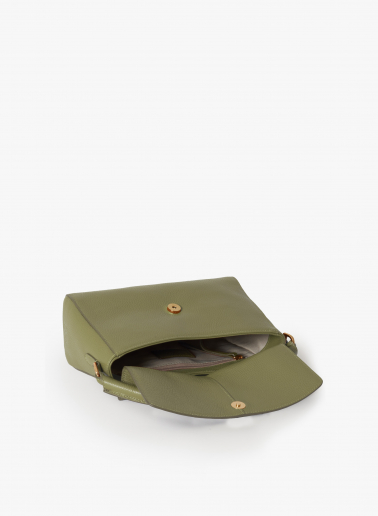 Military green genuine leather handbag