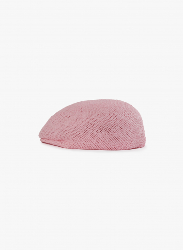Pink straw flat cap