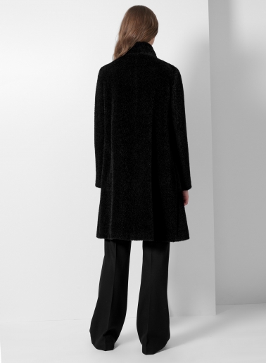 Flared black wool and alpaca coat
