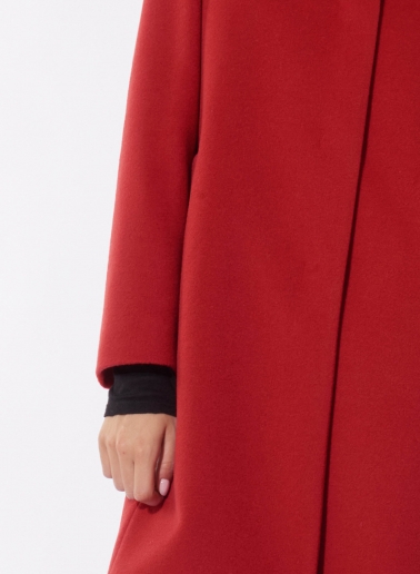 Red pure wool coat with inverted notch collar