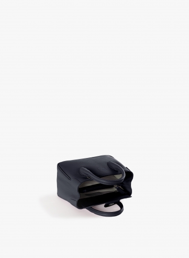 Mini blue genuine leather tote bag