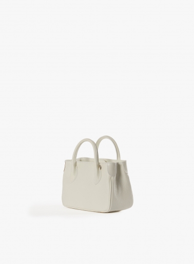 Mini white genuine leather tote bag