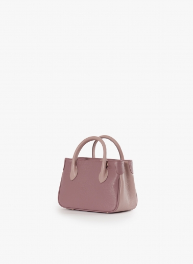Mini two-tone pink genuine leather tote bag