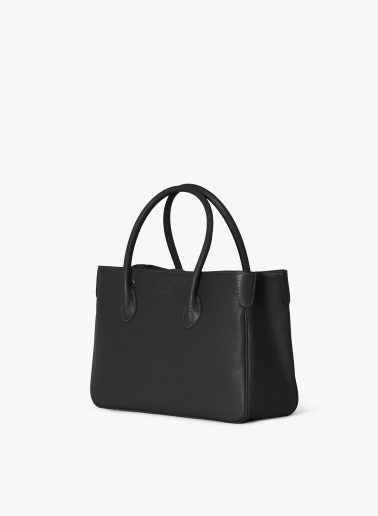 Black genuine leather tote bag