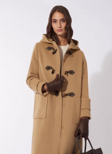 Brown nappa leather gloves with top stitch