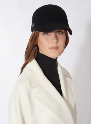 Black wool felt baseball hat